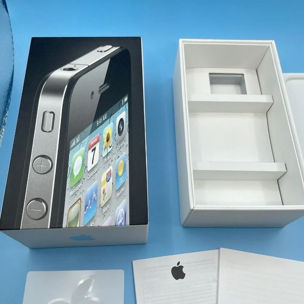 Apple iPhone 4 Black 16GB Empty Box with Tray Manuals Stickers Only NO PHONE